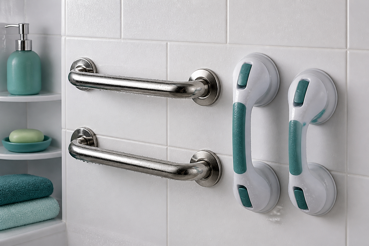 Stainless steel bathroom grab bars and suction grab bars for shower